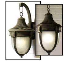 Cast aluminium lighting range, in black/gold or old iron finish